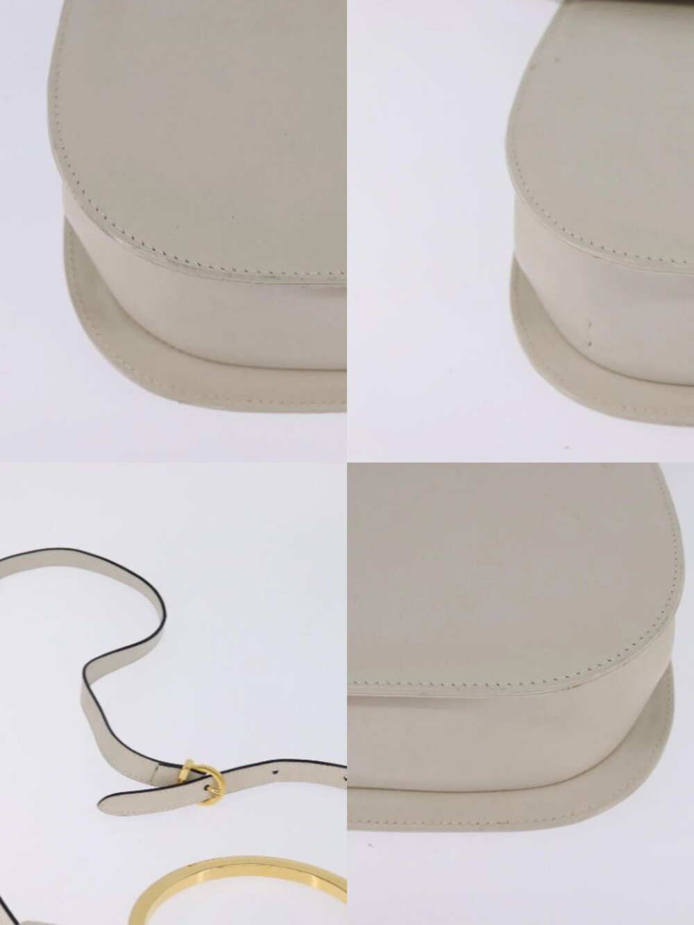 Salvatore Ferragamo Hand Bag Leather 2way White Gold Auth BA5896 - Picture 14 of 15